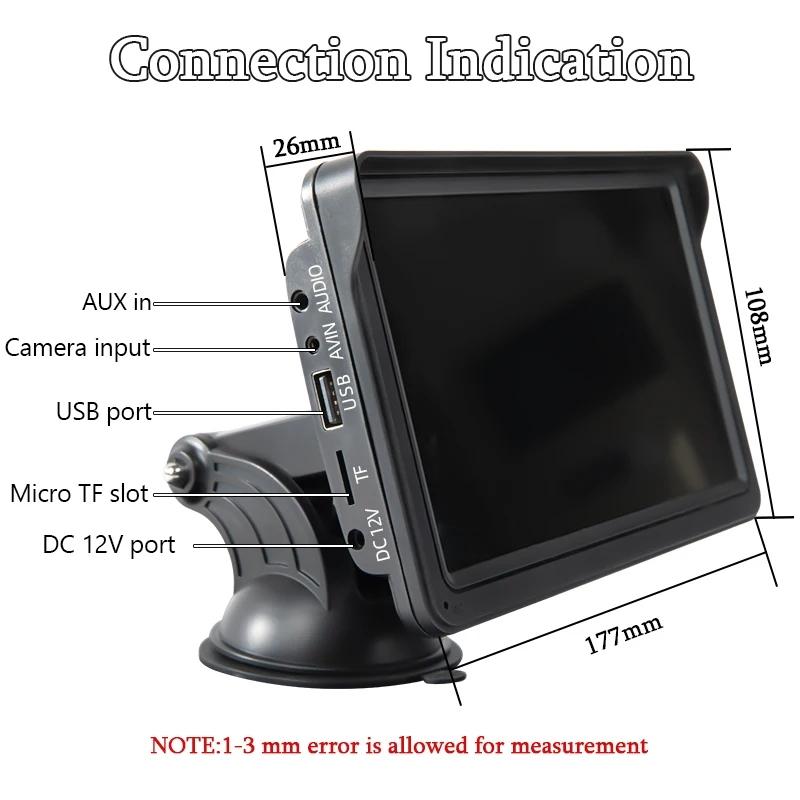 7 Inch Bluetooth 5.0 Carplay Monitor - Portable Compatible With Most Vehicles - Display + Camera