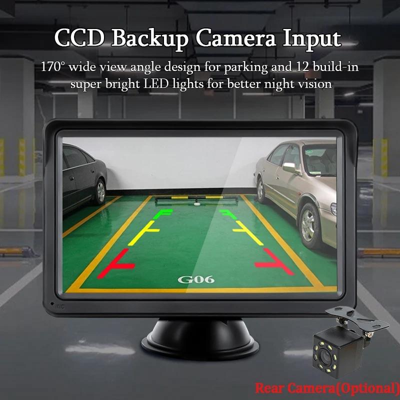 7 Inch Bluetooth 5.0 Carplay Monitor - Portable Compatible With Most Vehicles - Display + Camera