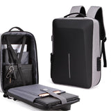 Men Anti-theft Hard Shell Backpack with Alloy Frame - Gray