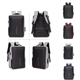 Men Anti-theft Hard Shell Backpack with Alloy Frame - Gray - Side View