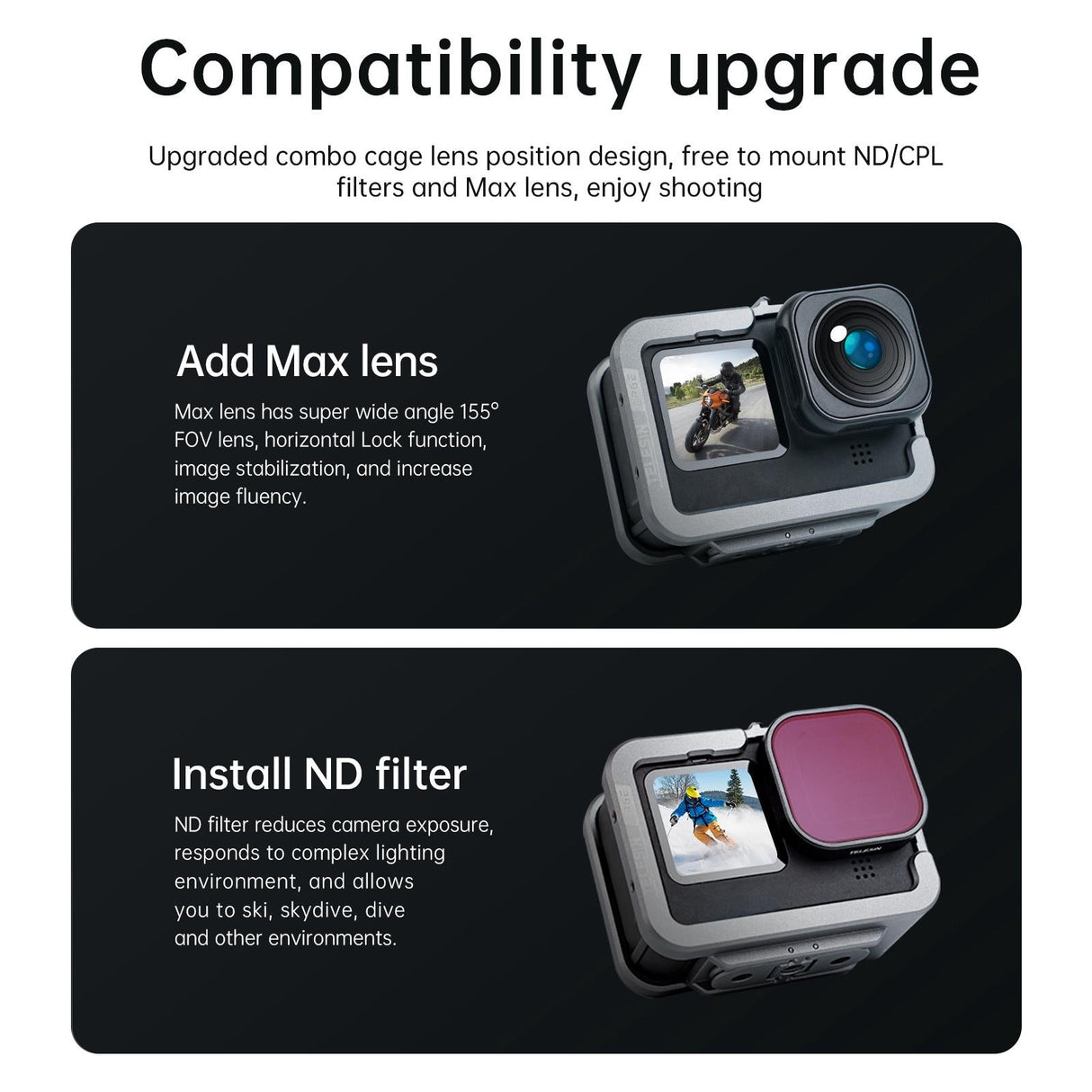 Vertical Shooting Set for Gopro Hero11 / 10 / 9 with Aluminium Alloy Frame