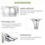 925 Sterling Silver Angel Wing Pendant With Shell Bead Charm For Diy Bracelets Style - Pendent + Necklace - 45-Degree Angle
