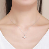 925 Sterling Silver Angel Wing Pendant With Shell Bead Charm For Diy Bracelets Style - Pendent + Necklace - Close-Up Angle