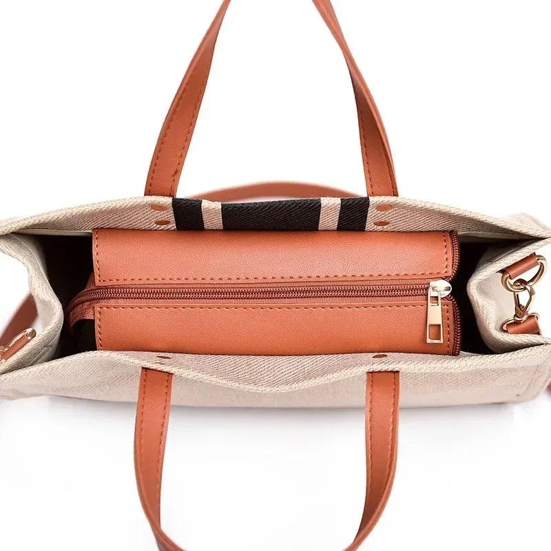 Large Canvas Crossbody Bag For Women Black - Navy