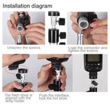 Black D-Type Flash Light Stand Bracket - Compact Design - 45-Degree Angle