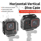 60m Waterproof Dive Shell for Magisn Camera - Horizontal & Vertical Shooting - For Insta360 Ace - Front View