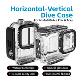 60m Waterproof Dive Shell for Magisn Camera - Horizontal & Vertical Shooting - For Insta360 Ace