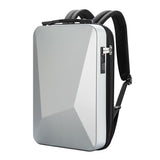 Waterproof Expandable Backpack with Usb Charging and Password Lock - Silver - Front View