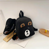 Adorable Bear Schoolbag for Kids - Cartoon Design - Deer Black - Front View