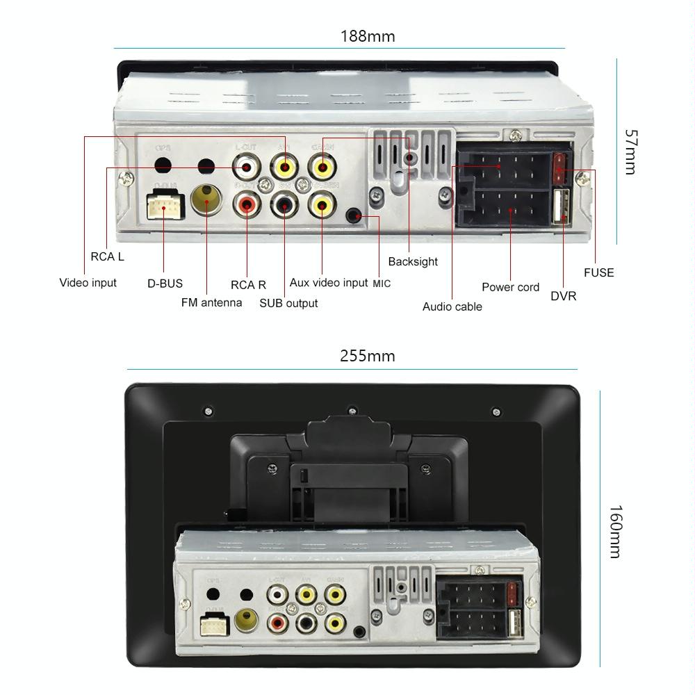 10.1 Inch Full Screen Car Mp5 Player With Wired Carplay - Standard + 4 Camera