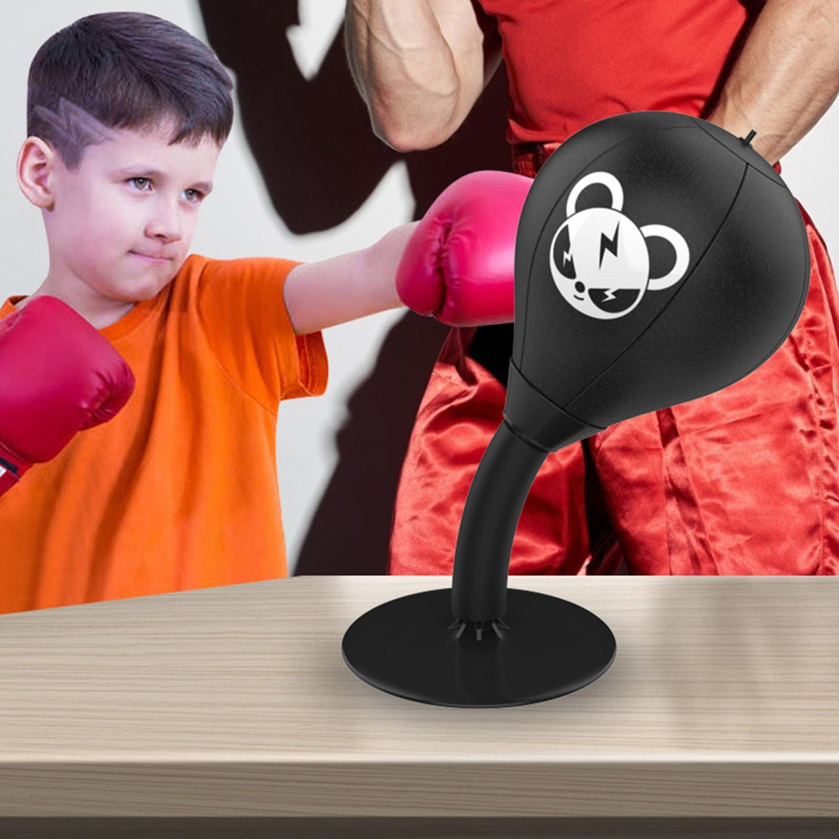 Desktop Speed Ball For Boxing Training - Bear Design With Gloves & Pump - Monkey+Pump