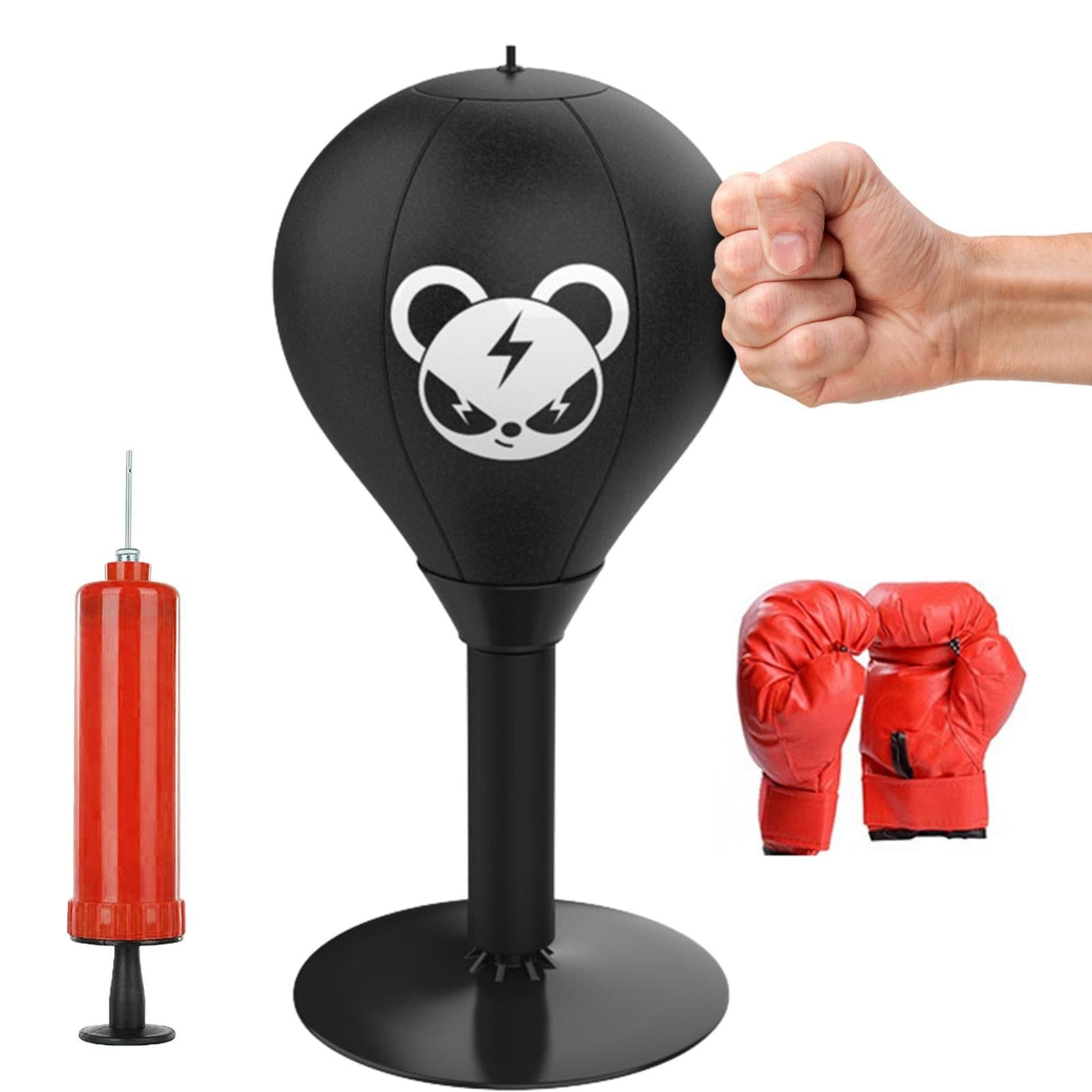 Desktop Speed Ball For Boxing Training - Bear Design With Gloves & Pump - Monkey+Pump