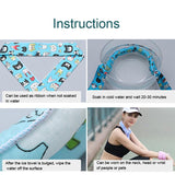 3 Piece Cooling Bandana Neck Wraps For Summer Blue Leaves - Close-Up Angle