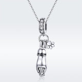 925 Sterling Silver Cat Charm For Diy Bracelet Style - Pendant - Front View
