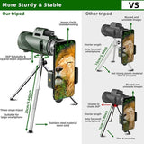 High Power Hd Monocular With Night Vision Clip & Tripod - 40X60 - Top-Down View