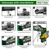High Power Hd Monocular With Night Vision Clip & Tripod - 40X60 - 45-Degree Angle