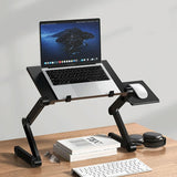 Portable Folding Laptop Desk with Height Adjustment and Storage - Front View