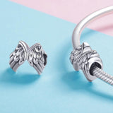 925 Sterling Silver Angel Wing Beads For Diy Bracelet Bead+Chain Style - Bead + Chain - Rear View