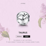 925 Sterling Silver Diy Zodiac Bracelet Beads Taurus Style - Taurus - Top-Down View