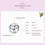 925 Sterling Silver Diy Zodiac Bracelet Beads Taurus Style - Taurus - 45-Degree Angle