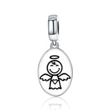 925 Sterling Silver Guardian Angel Necklace & Bracelet Charm - Front View