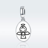 925 Sterling Silver Guardian Angel Necklace & Bracelet Charm - Side View