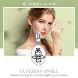 925 Sterling Silver Guardian Angel Necklace & Bracelet Charm - Top-Down View