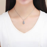 925 Sterling Silver Blue Zircon Owl Pendant For Diy Bracelets Style - Necklace + Pedndant - Close-Up Angle
