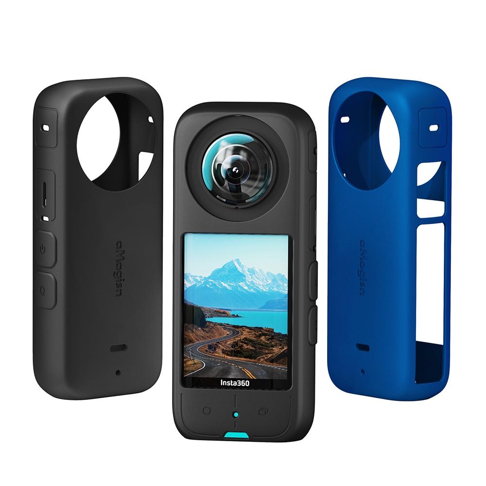 Amagisn Silicone Protective Cover for Insta360 X3 Body - Body+Lens Case (Blue)