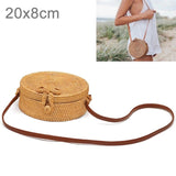 Handmade Bowknot Rattan Bag Vintage Art Beach Diagonal Bag 20X20X8Cm - Front View