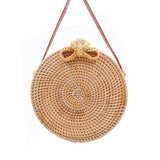 Handmade Bowknot Rattan Bag Vintage Art Beach Diagonal Bag 20X20X8Cm - Side View