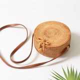 Handmade Bowknot Rattan Bag Vintage Art Beach Diagonal Bag 20X20X8Cm - 45-Degree Angle