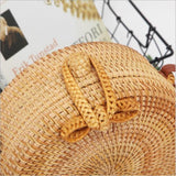 Handmade Bowknot Rattan Bag Vintage Art Beach Diagonal Bag 20X20X8Cm - Close-Up Angle