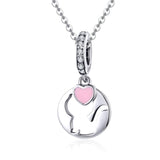 925 Sterling Silver Cat Pendant For Diy Bracelets & Necklaces Style - Pendent + Chain - Front View