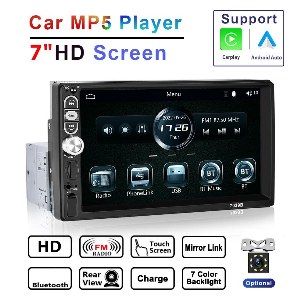 7 Inch Mp5 Bluetooth Carplay Player With Reversing Camera - Standard + 4 Lights