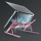 Foldable Laptop Cooling Stand with Ambient Light - Pink - Side View