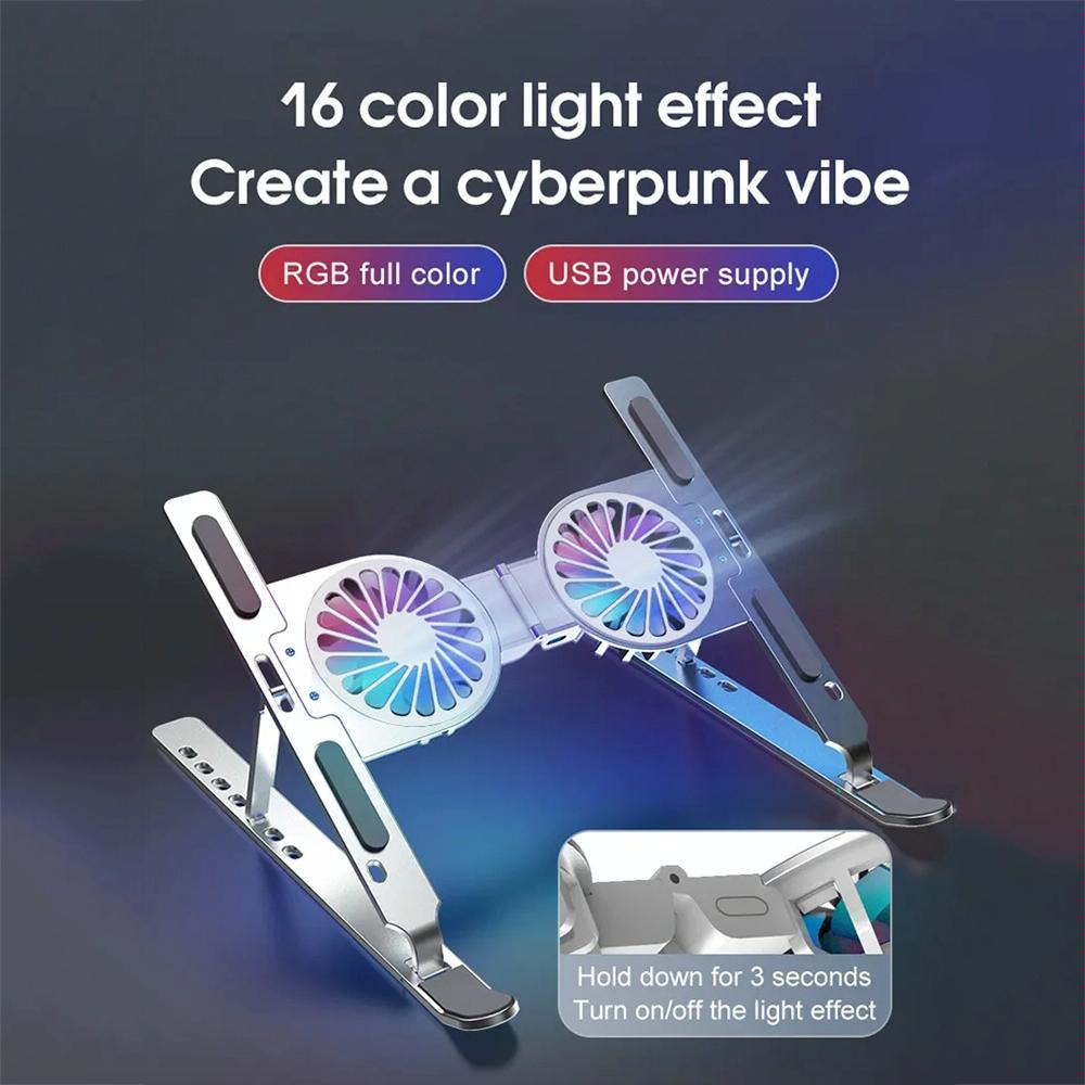 Foldable Laptop Cooling Stand with Ambient Light - Pink
