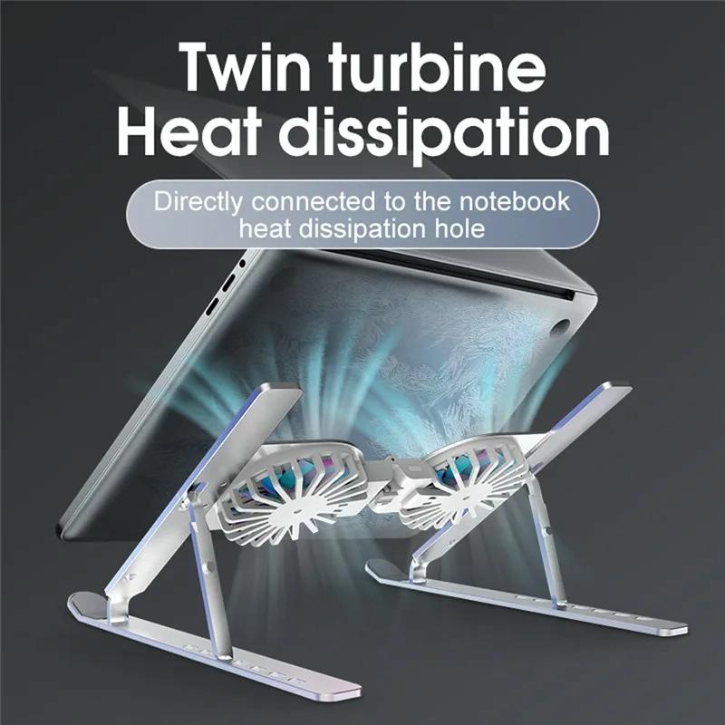 Foldable Laptop Cooling Stand with Ambient Light - Pink