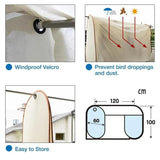 Beige Outdoor Clothes Drying Cover - Dustproof Rainproof Sun Protection - Lengthen Beige - Rear View