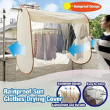Beige Outdoor Clothes Drying Cover - Dustproof Rainproof Sun Protection - Lengthen Beige - Close-Up Angle