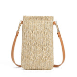 Stylish Straw Beach Bag With Shoulder Strap Cream - Front View