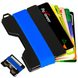 Rfid Card Holder & Edc Wallet Anti Theft Aluminum Alloy Blue - Side View