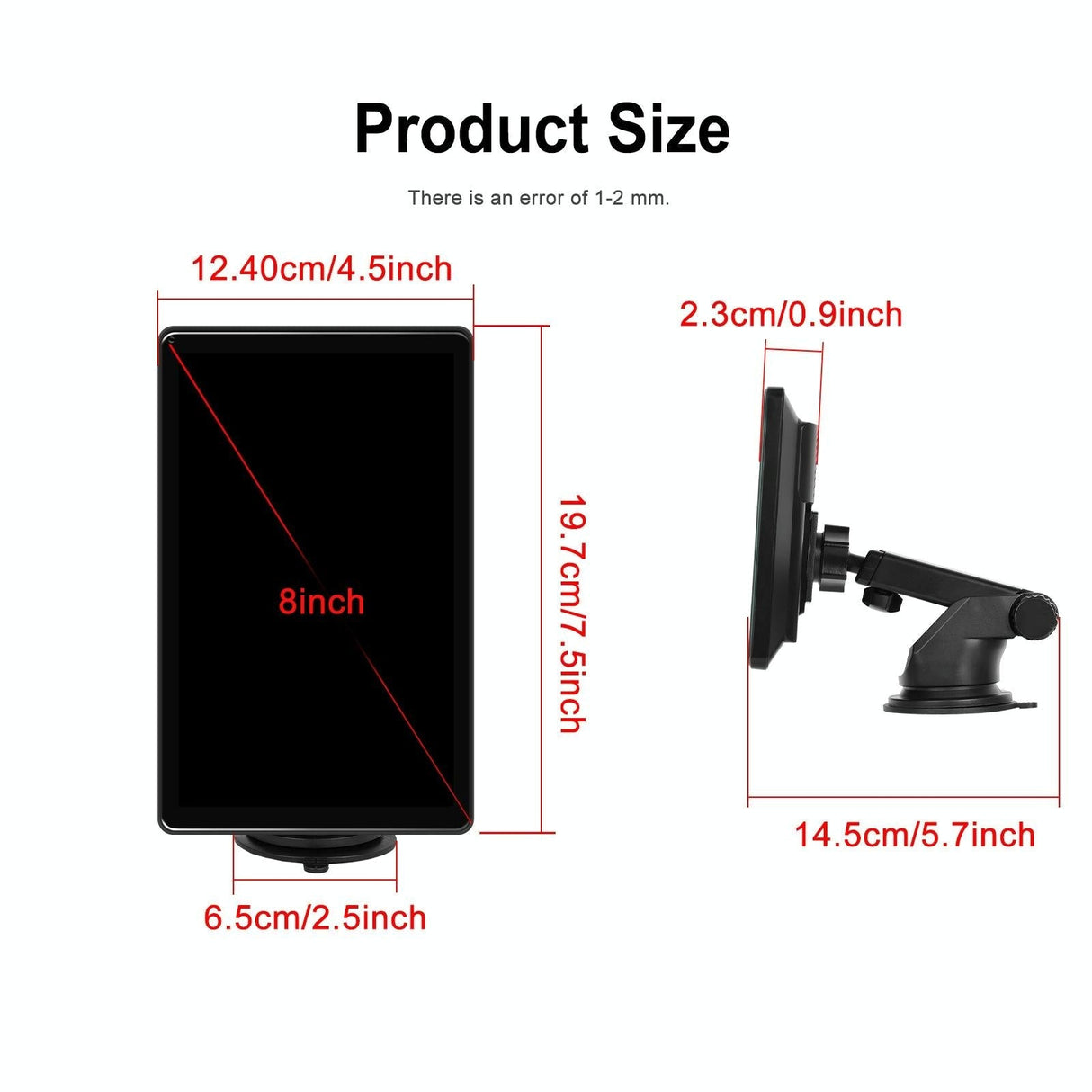 8 Inch Full Touch Car Screen Player - Horizontal / Vertical Carplay / Android Auto - With Camera