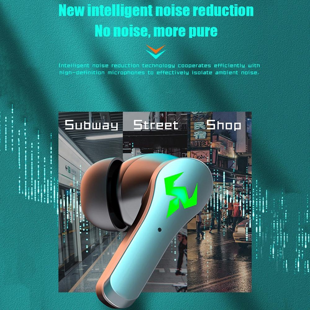 Low Latency Wireless Bluetooth Game Earphones with Colourful Lights - Non-Digital Display