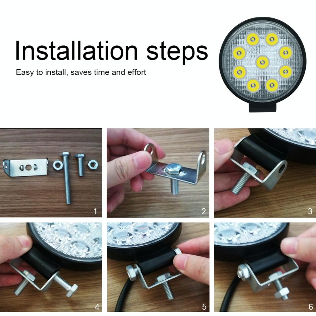 6.7W White Light Round - Shaped Waterproof Car Boat Marine Work Lights Spotlight Led Bulbs Dc 9 - 30V