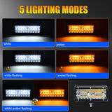 7 Inch 15W 3 Row Car Led Strip Light Working Refit Off - Road Vehicle Lamp Roof Strip Light With Yellow White Flash - Close-Up Angle