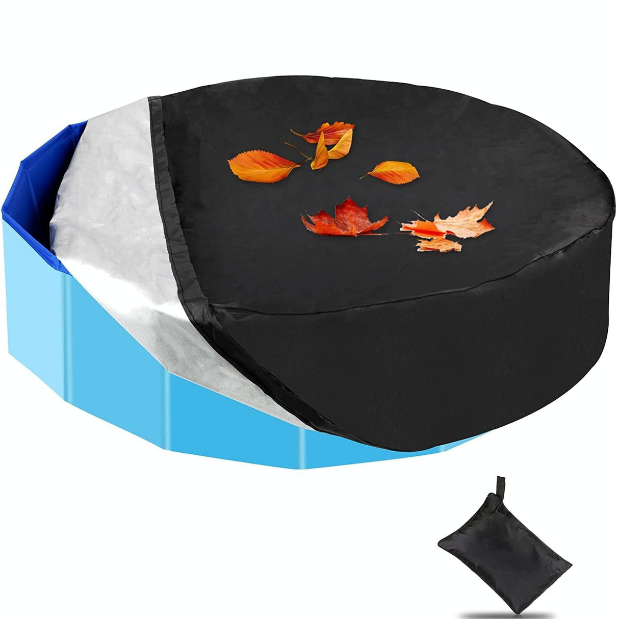 Round Foldable Pool Cover - Dustproof & Sunscreen - 122x30cm - Black / Silver