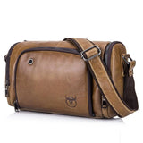 Yellow Cowhide Single Shoulder Messenger Bag For Men