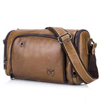 Yellow Cowhide Single Shoulder Messenger Bag For Men