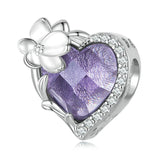 925 Sterling Silver February Birthstone Bracelet With Love Pearl Beads Style - February - Front View